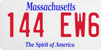 MA license plate 144EW6