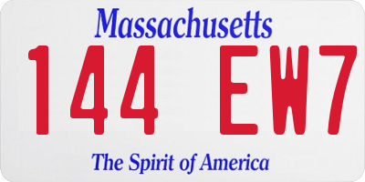 MA license plate 144EW7
