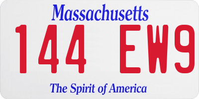 MA license plate 144EW9