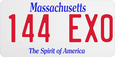 MA license plate 144EX0