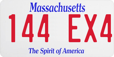 MA license plate 144EX4