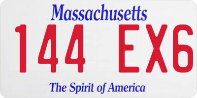 MA license plate 144EX6