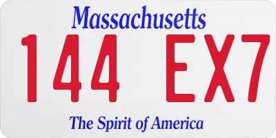 MA license plate 144EX7