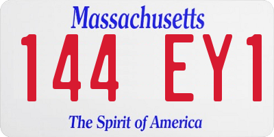 MA license plate 144EY1