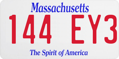 MA license plate 144EY3