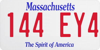 MA license plate 144EY4