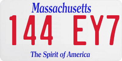 MA license plate 144EY7