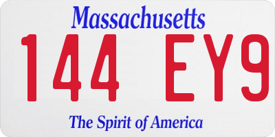MA license plate 144EY9