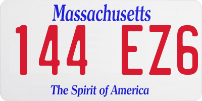 MA license plate 144EZ6