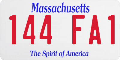 MA license plate 144FA1