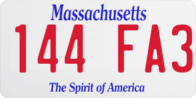 MA license plate 144FA3