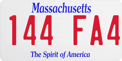 MA license plate 144FA4