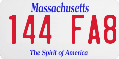 MA license plate 144FA8
