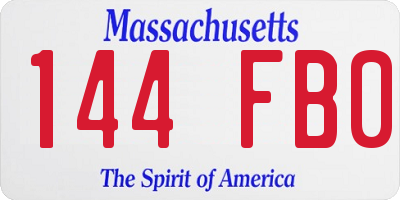 MA license plate 144FB0