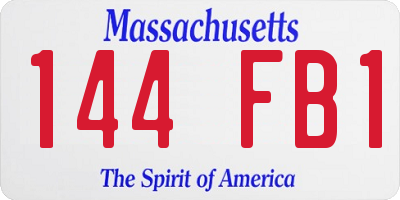 MA license plate 144FB1