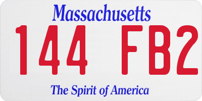 MA license plate 144FB2