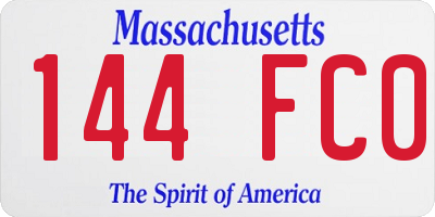 MA license plate 144FC0