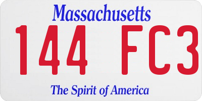 MA license plate 144FC3