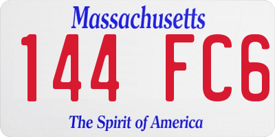 MA license plate 144FC6
