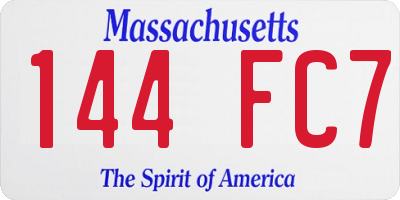 MA license plate 144FC7