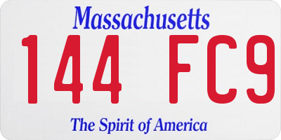 MA license plate 144FC9