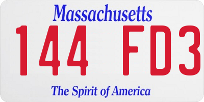 MA license plate 144FD3
