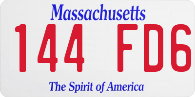 MA license plate 144FD6