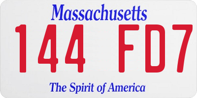 MA license plate 144FD7