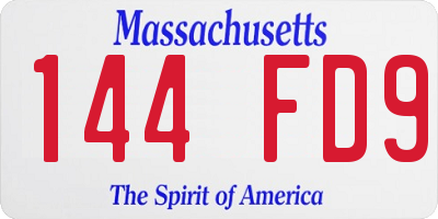 MA license plate 144FD9