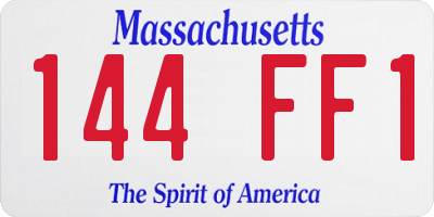 MA license plate 144FF1