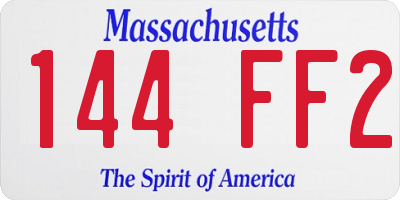 MA license plate 144FF2