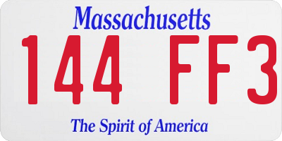 MA license plate 144FF3