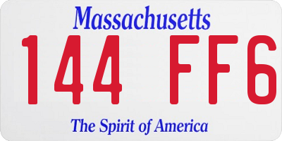 MA license plate 144FF6