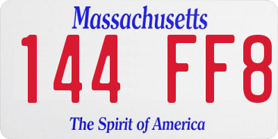 MA license plate 144FF8