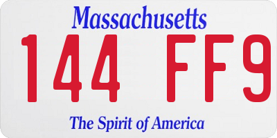 MA license plate 144FF9