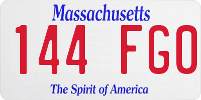 MA license plate 144FG0