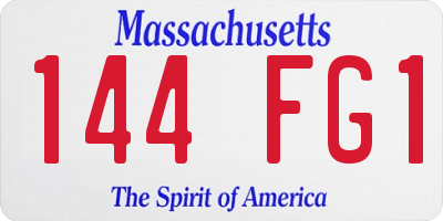 MA license plate 144FG1