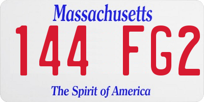 MA license plate 144FG2