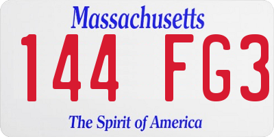 MA license plate 144FG3
