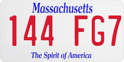 MA license plate 144FG7