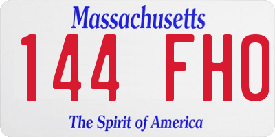 MA license plate 144FH0