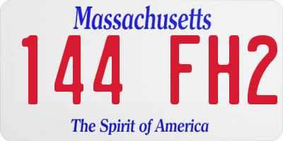MA license plate 144FH2