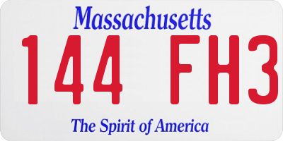 MA license plate 144FH3