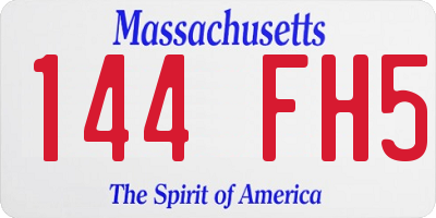 MA license plate 144FH5