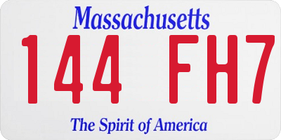 MA license plate 144FH7