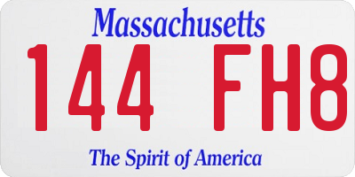 MA license plate 144FH8