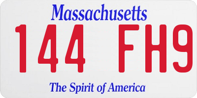 MA license plate 144FH9