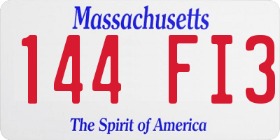 MA license plate 144FI3
