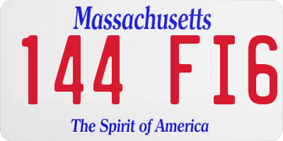 MA license plate 144FI6