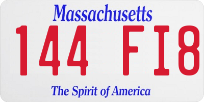 MA license plate 144FI8